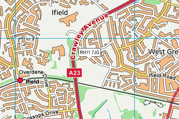 RH11 7JG map - OS VectorMap District (Ordnance Survey) RH11 7JG map - OS VectorMap District (Ordnance Survey)