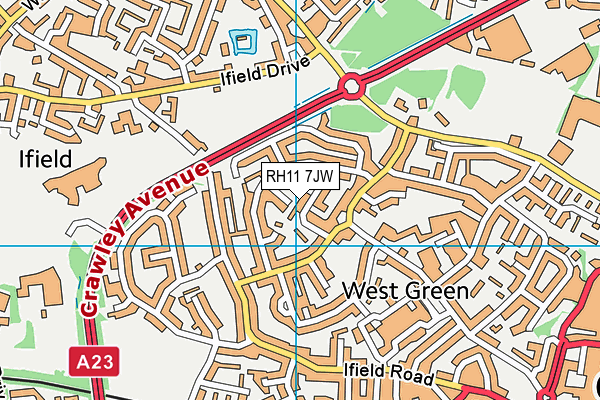 RH11 7JW map - OS VectorMap District (Ordnance Survey) RH11 7JW map - OS VectorMap District (Ordnance Survey)
