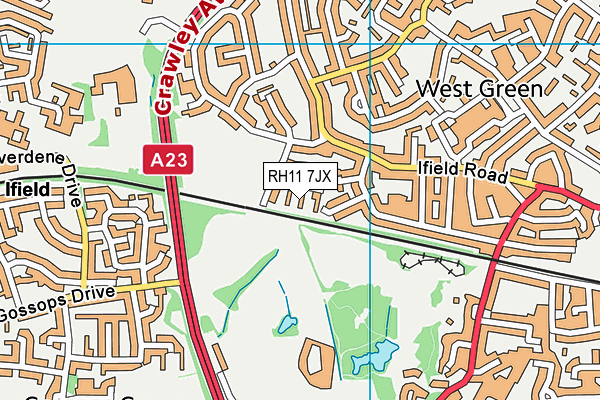 RH11 7JX map - OS VectorMap District (Ordnance Survey) RH11 7JX map - OS VectorMap District (Ordnance Survey)