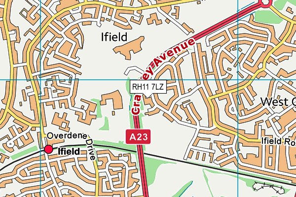 RH11 7LZ map - OS VectorMap District (Ordnance Survey) RH11 7LZ map - OS VectorMap District (Ordnance Survey)