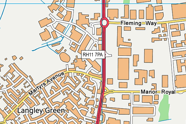 RH11 7PA map - OS VectorMap District (Ordnance Survey) RH11 7PA map - OS VectorMap District (Ordnance Survey)