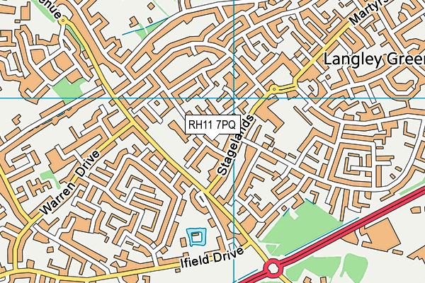 RH11 7PQ map - OS VectorMap District (Ordnance Survey) RH11 7PQ map - OS VectorMap District (Ordnance Survey)