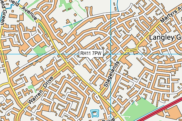 RH11 7PW map - OS VectorMap District (Ordnance Survey) RH11 7PW map - OS VectorMap District (Ordnance Survey)