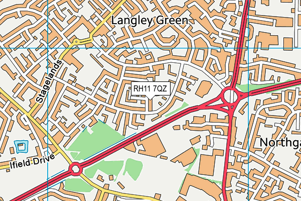 RH11 7QZ map - OS VectorMap District (Ordnance Survey) RH11 7QZ map - OS VectorMap District (Ordnance Survey)