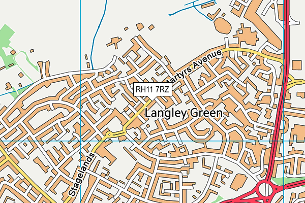 RH11 7RZ map - OS VectorMap District (Ordnance Survey) RH11 7RZ map - OS VectorMap District (Ordnance Survey)