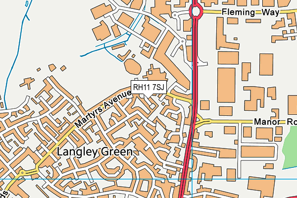 RH11 7SJ map - OS VectorMap District (Ordnance Survey) RH11 7SJ map - OS VectorMap District (Ordnance Survey)