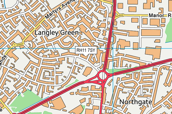 RH11 7SY map - OS VectorMap District (Ordnance Survey) RH11 7SY map - OS VectorMap District (Ordnance Survey)