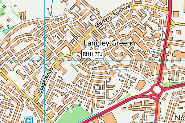 RH11 7TJ map - OS VectorMap District (Ordnance Survey) RH11 7TJ map - OS VectorMap District (Ordnance Survey)