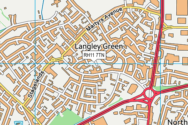 RH11 7TN map - OS VectorMap District (Ordnance Survey) RH11 7TN map - OS VectorMap District (Ordnance Survey)