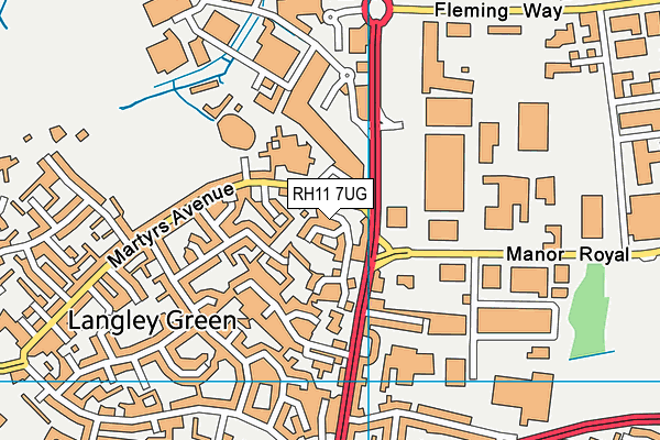 RH11 7UG map - OS VectorMap District (Ordnance Survey) RH11 7UG map - OS VectorMap District (Ordnance Survey)