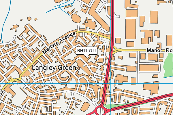 RH11 7UJ map - OS VectorMap District (Ordnance Survey) RH11 7UJ map - OS VectorMap District (Ordnance Survey)
