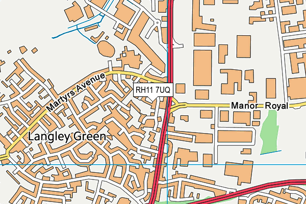 RH11 7UQ map - OS VectorMap District (Ordnance Survey)