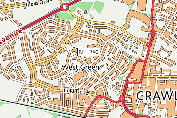 RH11 7XG map - OS VectorMap District (Ordnance Survey) RH11 7XG map - OS VectorMap District (Ordnance Survey)