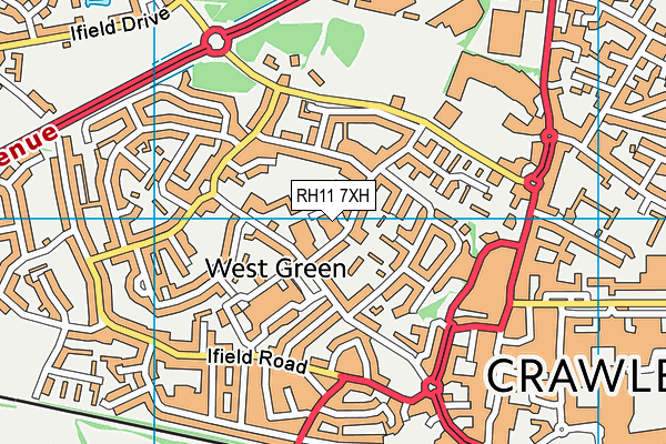 RH11 7XH map - OS VectorMap District (Ordnance Survey) RH11 7XH map - OS VectorMap District (Ordnance Survey)