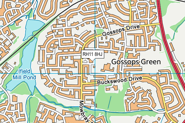RH11 8HJ map - OS VectorMap District (Ordnance Survey) RH11 8HJ map - OS VectorMap District (Ordnance Survey)