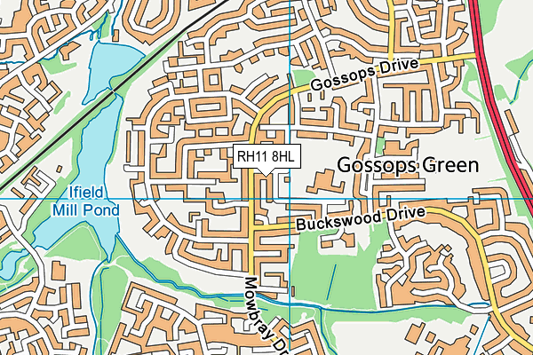 RH11 8HL map - OS VectorMap District (Ordnance Survey) RH11 8HL map - OS VectorMap District (Ordnance Survey)