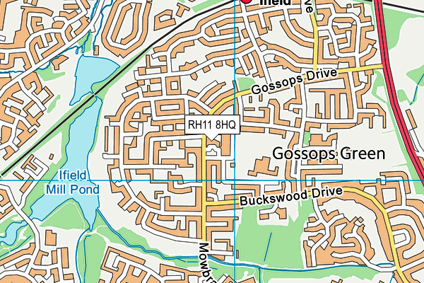 RH11 8HQ map - OS VectorMap District (Ordnance Survey) RH11 8HQ map - OS VectorMap District (Ordnance Survey)