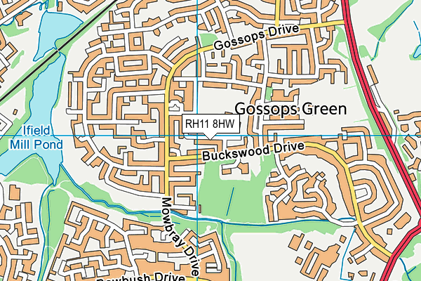 RH11 8HW map - OS VectorMap District (Ordnance Survey) RH11 8HW map - OS VectorMap District (Ordnance Survey)