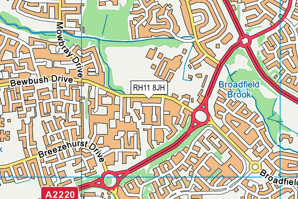 RH11 8JH map - OS VectorMap District (Ordnance Survey) RH11 8JH map - OS VectorMap District (Ordnance Survey)