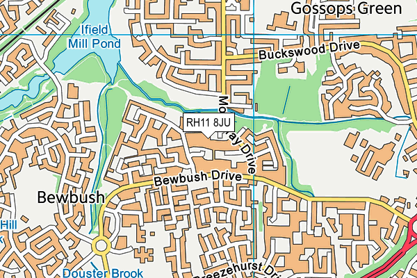 RH11 8JU map - OS VectorMap District (Ordnance Survey) RH11 8JU map - OS VectorMap District (Ordnance Survey)