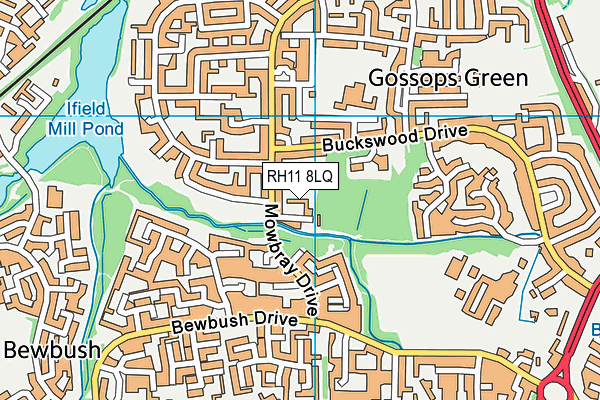RH11 8LQ map - OS VectorMap District (Ordnance Survey) RH11 8LQ map - OS VectorMap District (Ordnance Survey)