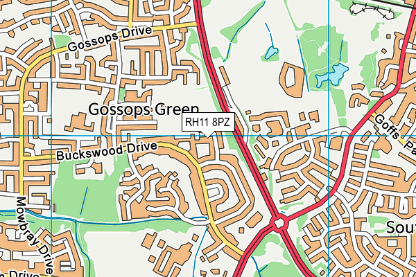 RH11 8PZ map - OS VectorMap District (Ordnance Survey) RH11 8PZ map - OS VectorMap District (Ordnance Survey)