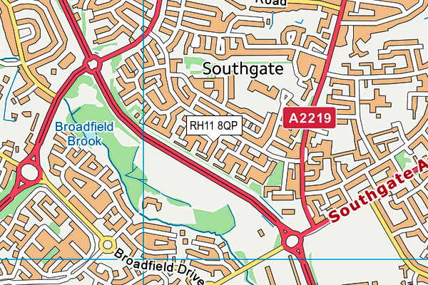 RH11 8QP map - OS VectorMap District (Ordnance Survey)