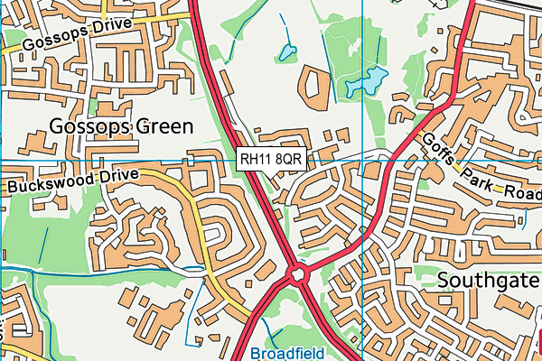 RH11 8QR map - OS VectorMap District (Ordnance Survey)
