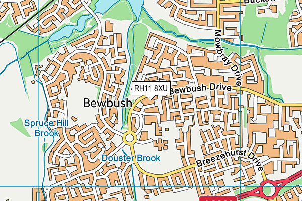 RH11 8XU map - OS VectorMap District (Ordnance Survey) RH11 8XU map - OS VectorMap District (Ordnance Survey)