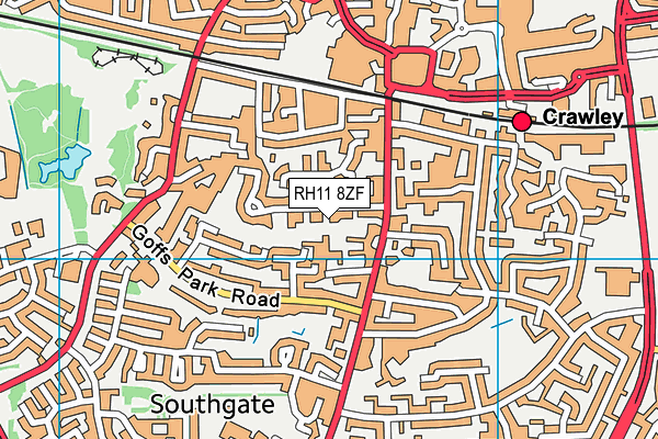 RH11 8ZF map - OS VectorMap District (Ordnance Survey) RH11 8ZF map - OS VectorMap District (Ordnance Survey)