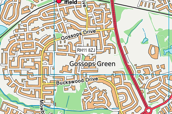 RH11 8ZJ map - OS VectorMap District (Ordnance Survey) RH11 8ZJ map - OS VectorMap District (Ordnance Survey)