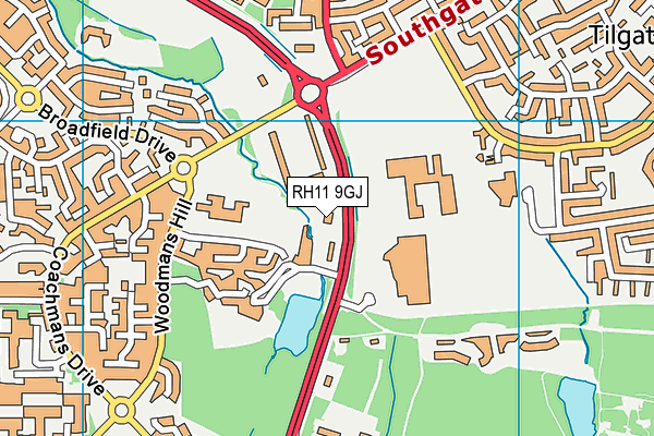 RH11 9GJ map - OS VectorMap District (Ordnance Survey) RH11 9GJ map - OS VectorMap District (Ordnance Survey)