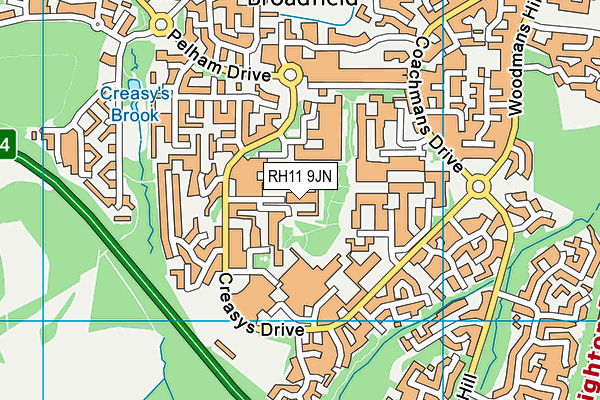 RH11 9JN map - OS VectorMap District (Ordnance Survey) RH11 9JN map - OS VectorMap District (Ordnance Survey)