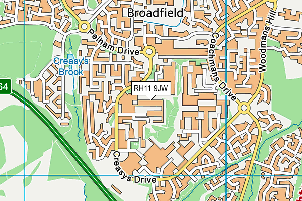 RH11 9JW map - OS VectorMap District (Ordnance Survey) RH11 9JW map - OS VectorMap District (Ordnance Survey)