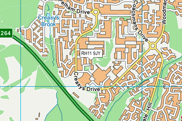 RH11 9JY map - OS VectorMap District (Ordnance Survey) RH11 9JY map - OS VectorMap District (Ordnance Survey)
