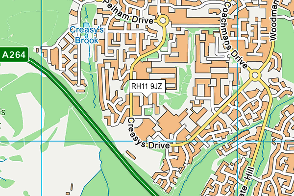 RH11 9JZ map - OS VectorMap District (Ordnance Survey) RH11 9JZ map - OS VectorMap District (Ordnance Survey)