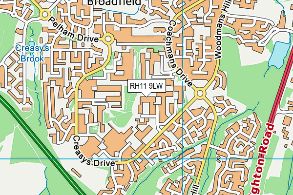 RH11 9LW map - OS VectorMap District (Ordnance Survey) RH11 9LW map - OS VectorMap District (Ordnance Survey)