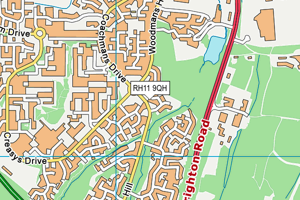 RH11 9QH map - OS VectorMap District (Ordnance Survey) RH11 9QH map - OS VectorMap District (Ordnance Survey)