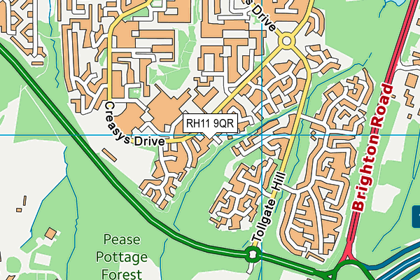 RH11 9QR map - OS VectorMap District (Ordnance Survey) RH11 9QR map - OS VectorMap District (Ordnance Survey)