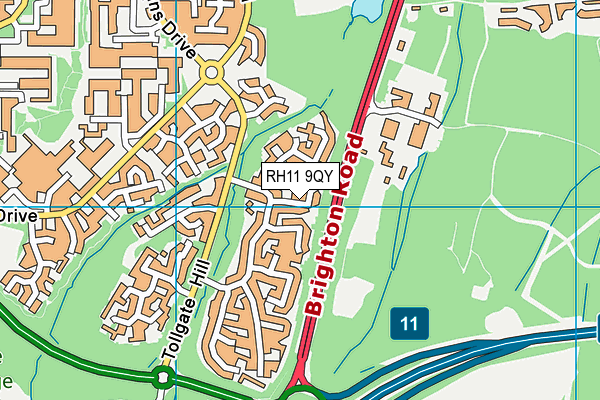 RH11 9QY map - OS VectorMap District (Ordnance Survey) RH11 9QY map - OS VectorMap District (Ordnance Survey)