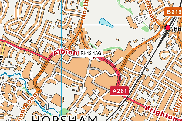 RH12 1AG map - OS VectorMap District (Ordnance Survey)