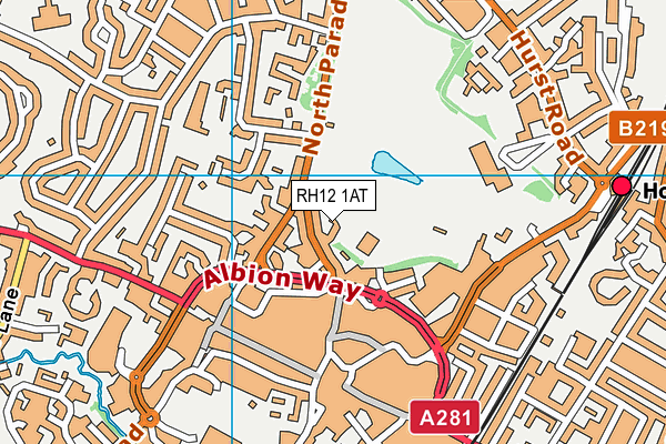 RH12 1AT map - OS VectorMap District (Ordnance Survey)