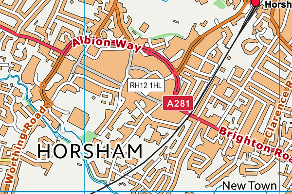 RH12 1HL map - OS VectorMap District (Ordnance Survey)