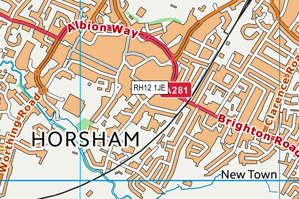 RH12 1JE map - OS VectorMap District (Ordnance Survey)