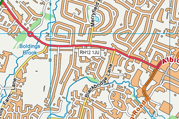 RH12 1JU map - OS VectorMap District (Ordnance Survey) RH12 1JU map - OS VectorMap District (Ordnance Survey)