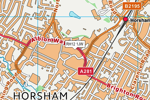RH12 1JW map - OS VectorMap District (Ordnance Survey) RH12 1JW map - OS VectorMap District (Ordnance Survey)