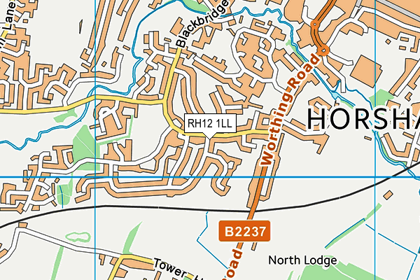 RH12 1LL map - OS VectorMap District (Ordnance Survey) RH12 1LL map - OS VectorMap District (Ordnance Survey)