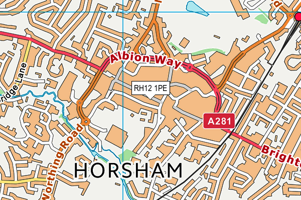 RH12 1PE map - OS VectorMap District (Ordnance Survey)