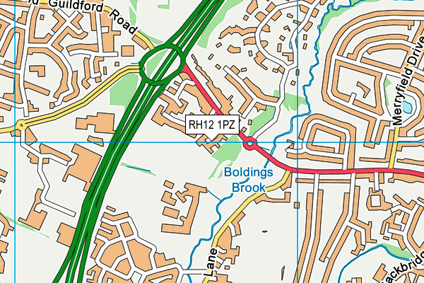 RH12 1PZ map - OS VectorMap District (Ordnance Survey)