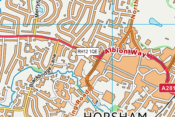 RH12 1QE map - OS VectorMap District (Ordnance Survey)